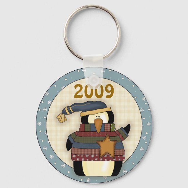 Cute 2009 Penguin Christmas Keychain (Front)