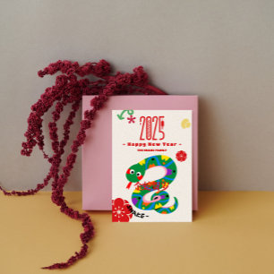 Cute 2025 Cartoon Snake Chinese New Year  Holiday Card