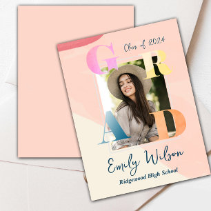 Cute 2025 GRAD Photo Graduate Announcement Postcard