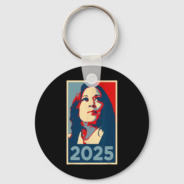 Cute 2025 Inauguration Kamala Harris Obama Poster  Key Ring (Front)