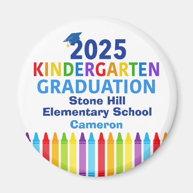 Cute 2025 Kindergarten Graduation Custom School Magnet (Front)