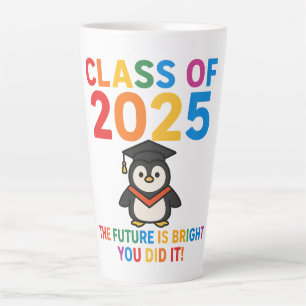 Cute 2025 Penguin Graduation Latte Mug
