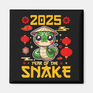 Cute 2025 Year Of The Snake Happy Chinese New Year Magnet