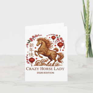 Cute 2026 Crazy Horse Lady Cny Zodiac Rider Fortun Card