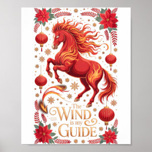 Cute 2026 Horse Lady Wind My Guide Zodiac Rider Fo Poster