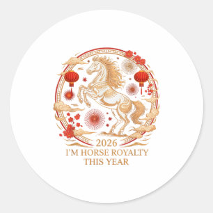 Cute 2026 Horse Royalty Zodiac Lady Fortune Equest Classic Round Sticker