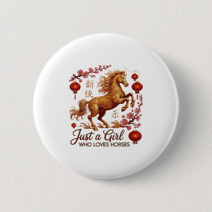 Cute 2026 Just Girl Who Loves Horses Zodiac Life F 6 Cm Round Badge
