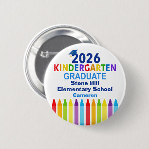 Cute 2026 Kindergarten Graduation Custom Name Tag 6 Cm Round Badge