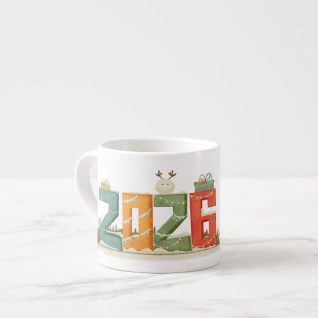 Cute 2026 New Year's Espresso Mug (Front Left)