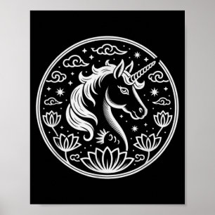 Cute 2026 Unicorn Year Of Horse Lunar Lady Zodiac  Poster