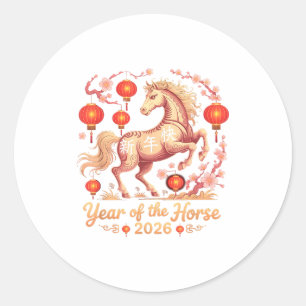 Cute 2026 Year Of The Horse Fortune Rider Lunar St Classic Round Sticker