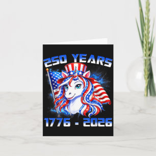 Cute 250 America Years 1776 2026 Unicorn Toddlers Card