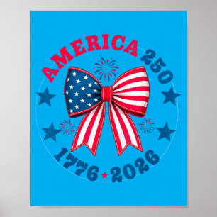 Cute 250th Anniversary Usa Patriotic Girl Kids 250 Poster