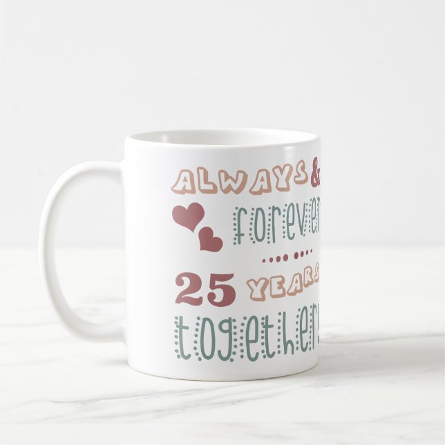 Cute 25th Wedding Anniversary Coffee Mug (Left)