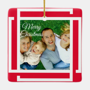 Cute 2 Photo Frame Christmas Ceramic Ornament