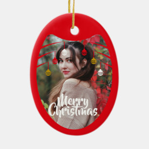 Cute 2 Photo Frame Christmas Ceramic Ornament