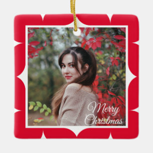Cute 2 Photo Frame Christmas Ceramic Ornament