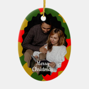 Cute 2 Photo Frame Christmas Ceramic Ornament