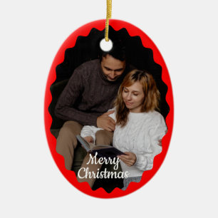 Cute 2 Photo Frame Christmas Ceramic Ornament