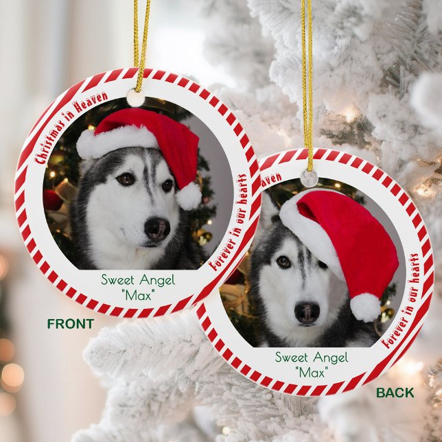 Cute 2 Photo Keepsake Pet Memorial Christmas Ceramic Tree Decoration (Creator Uploaded)