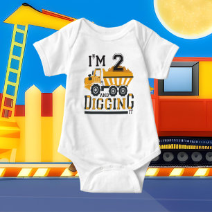 cute 2nd Birthday construction dump truck  Baby Bodysuit