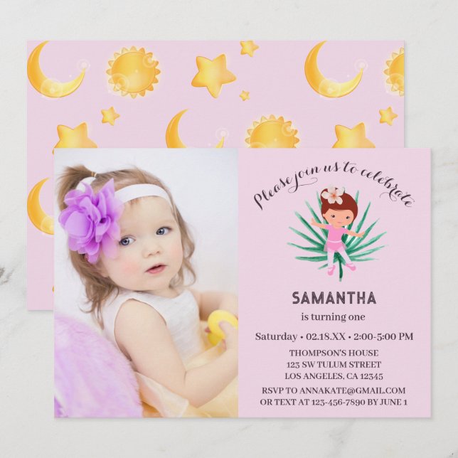 Cute 2nd birthday Girl  Invitation (Front/Back)