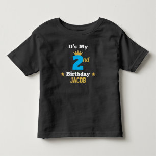 Cute 2nd Birthday Gold Crown & Stars Custom  Toddler T-Shirt