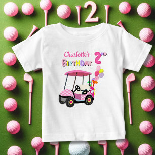 Cute 2nd Birthday Polka Dot Pink Girly Golf  Baby T-Shirt
