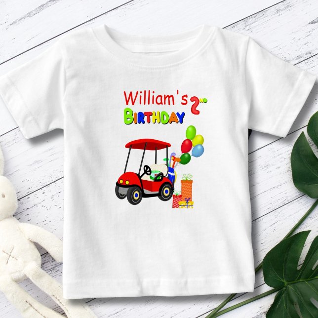 Cute 2nd Birthday Red Golf Cart Boy's Baby T-Shirt (Creator Uploaded)