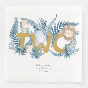Cute 2nd Birthday Safari Animals Napkin