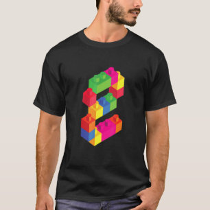 Cute 2nd Block Kids 2 Years Old Building Blocks Bi T-Shirt