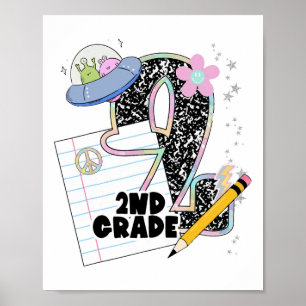 Cute 2nd Grade Back To School Student Teacher Seco Poster