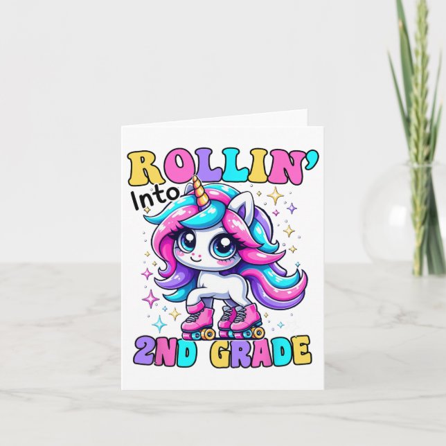 Cute 2nd Grade Back To School Unicorn First Day Of Card (Front)