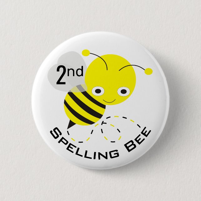 Cute 2nd Place Spelling Bee Button for Kids (Front)
