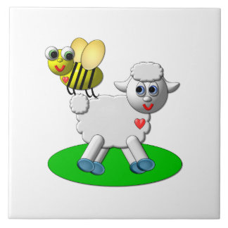 Cute 3-D Look Bee and Lamb Tile