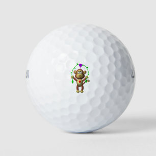 Cute 3-D Look Monkey with a Grapevine Jump-Rope Golf Balls