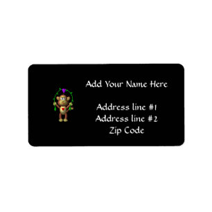 Cute 3-D Look Monkey with a Grapevine Jump-Rope Label