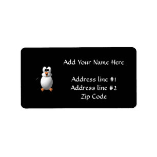 Cute 3-D Look Perky Penguin Label