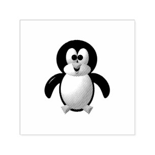 Cute 3-D Look Perky Penguin Self-inking Stamp