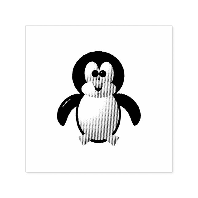 Cute 3-D Look Perky Penguin Self-inking Stamp (Design)
