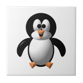 Cute 3-D Look Perky Penguin Tile