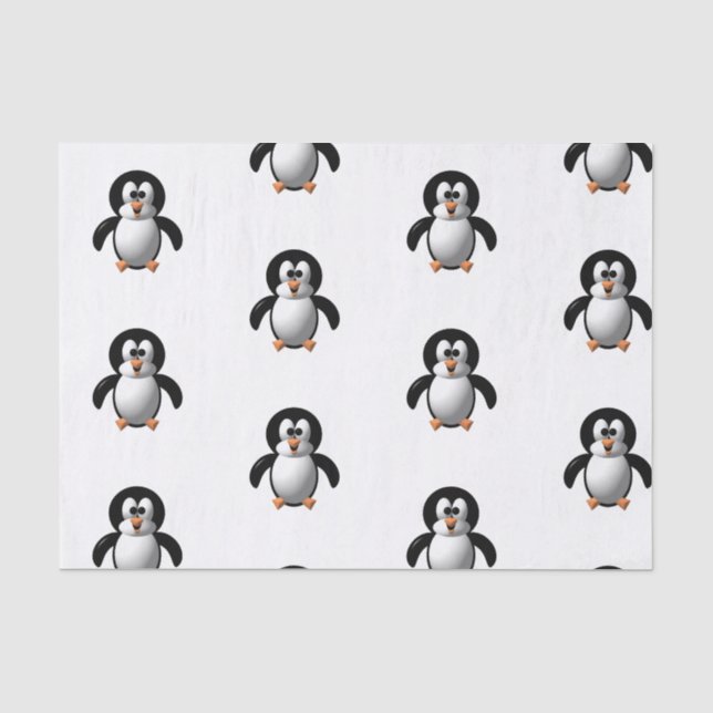 Cute 3-D Look Perky Penguin Tissue Paper (Front)