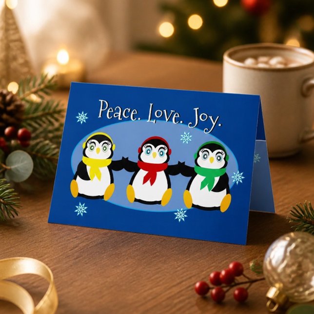 Cute 3 Penguins Holiday Card (Creator Uploaded)