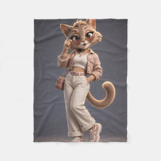 Cute 3D Animated Cat Fleece Blanket for Kids - Sof