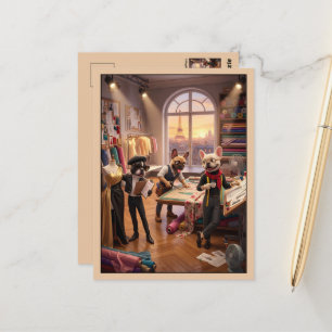 Cute 3D Anthropomorphic French Bulldog Postcard