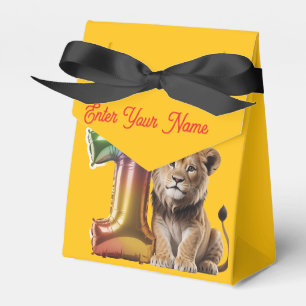 Cute 3D Baby Lion 1st Birthday Yellow Favour Box
