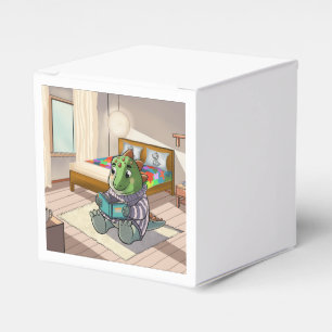Cute 3D Baby T-Rex Reading in Bed Favor Box