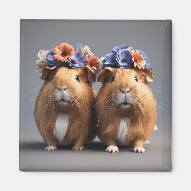 Cute 3D Boho Guinea Pigs Fridge Magnet, Cute gift Magnet (Front)