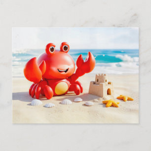 Cute 3D Cancer Zodiac Crab Postcard