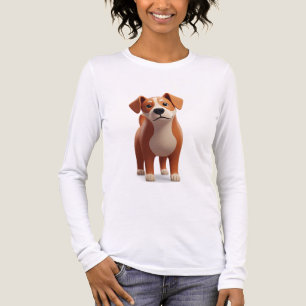 Cute 3D Cartoon Dog Character Tri-Blend Shirt